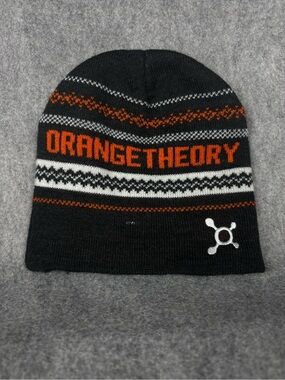 Orangetheory Fitness OTF Black Orange Logo Knit Beanie Hat